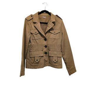 Tan Utility Military-Style Jacket – Women’s Size Large